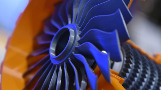 Turbo exhibit blue and orange cut-away display